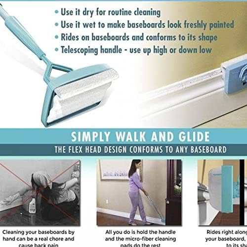 Baseboard Cleaner Tool – Extendable Microfiber Mop for Easy Cleaning